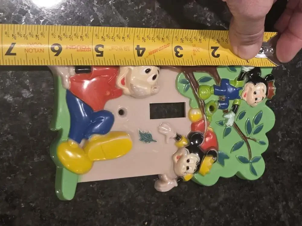 Vintage 1976 Mickey Mouse Light Switch Cover Plate Wall Decor Disney Productions
